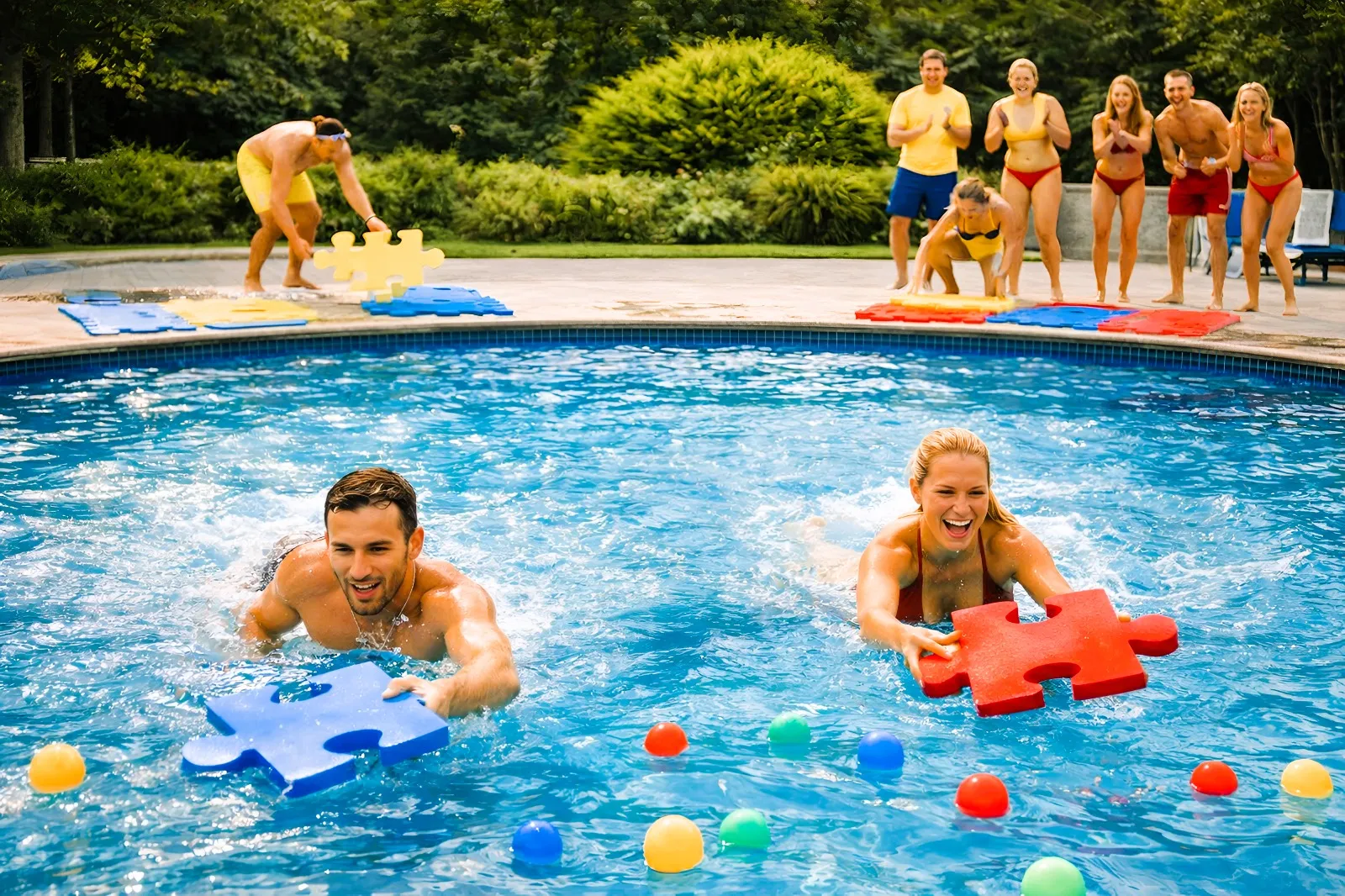 თიმ ბილდინგი აუზზე - Pool Challenge Team Building Activities